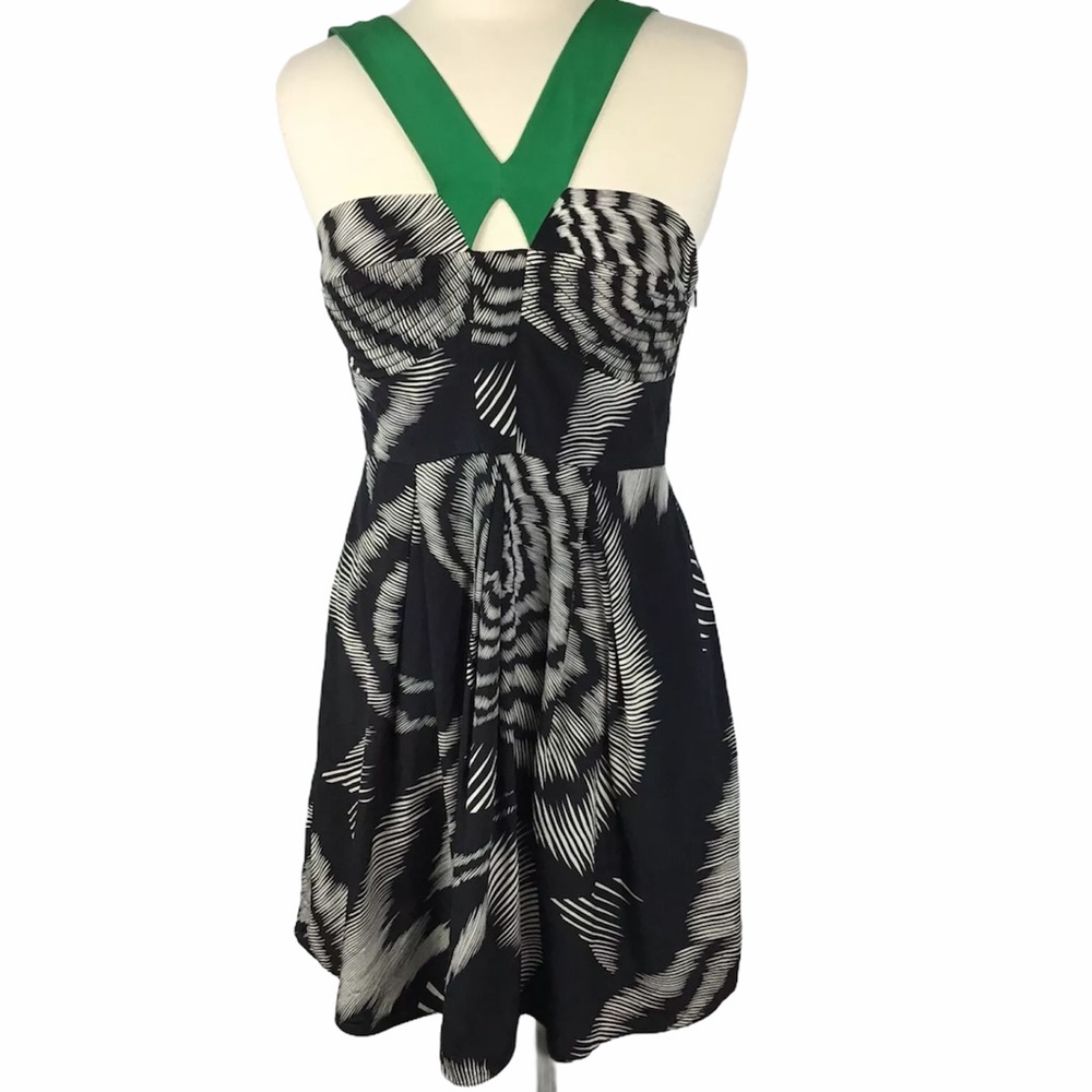Black Halo Black White Silk Dress 8